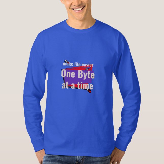 Camiseta Facilite a vida, um byte por vez (Frente)