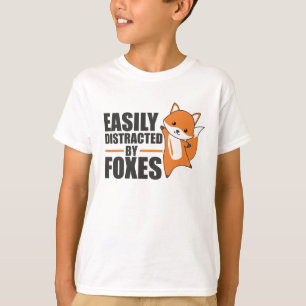 Camiseta Facilmente Distraída Por Raposas Cuja Raposa É Eng