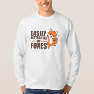 Camiseta Facilmente Distraída Por Raposas Cuja Raposa É Eng