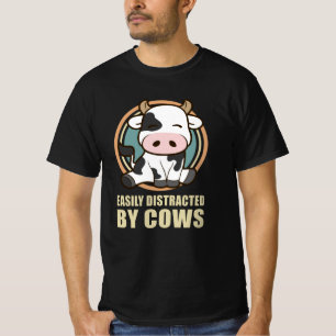 Camiseta Facilmente Distraída Por Vacas Presente para o t