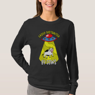 Camiseta Facilmente Distraída Por Vacas Ufo Dairy Farming