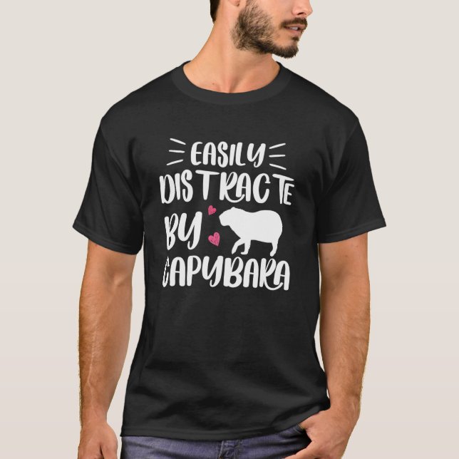 Camiseta Facilmente distraído pela Capybara Giant Rodent De (Frente)