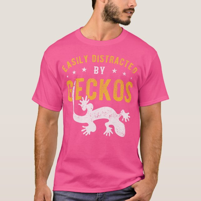 Camiseta Facilmente Distraído Pela Geckos (Frente)