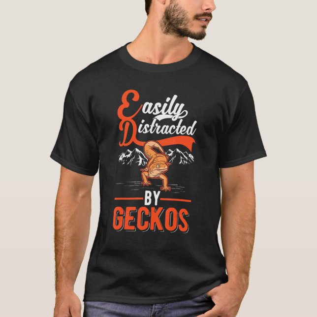 Camiseta Facilmente Distraído Pela Geckos 1 (Frente)