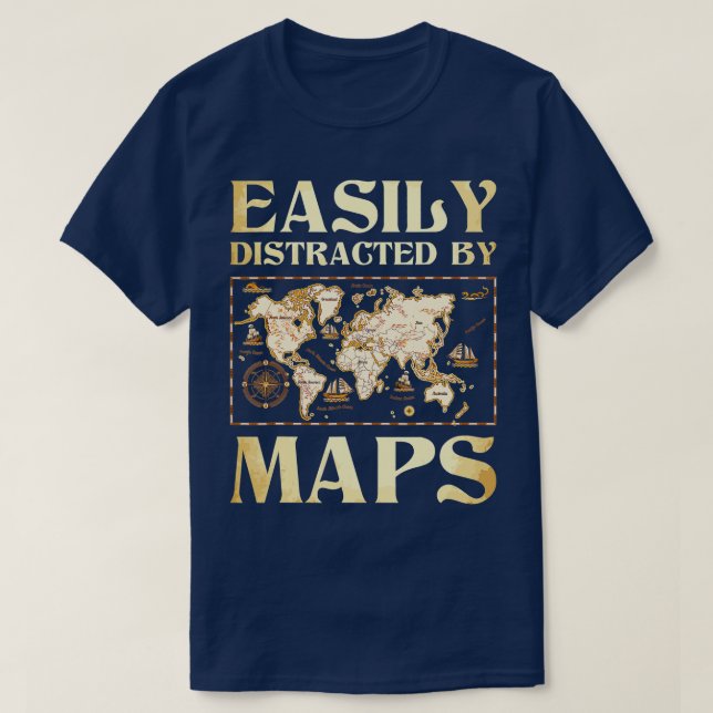 Camiseta Facilmente Distraído Pela Geógrafa De Cartografia  (Frente do Design)