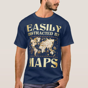 Camiseta Facilmente Distraído Pela Geógrafa De Cartografia 