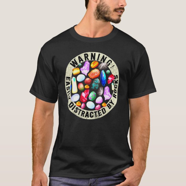 Camiseta Facilmente Distraído Pela Rocks Geology (Frente)