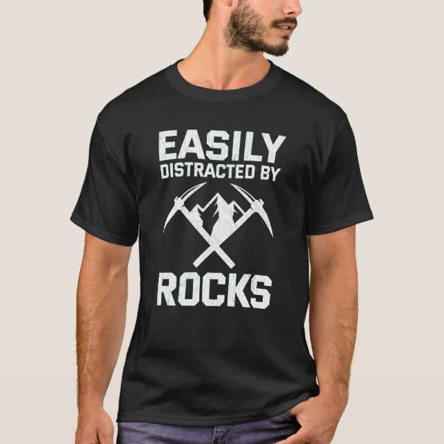 Camiseta Facilmente Distraído Pela Rocks Geology (Frente)