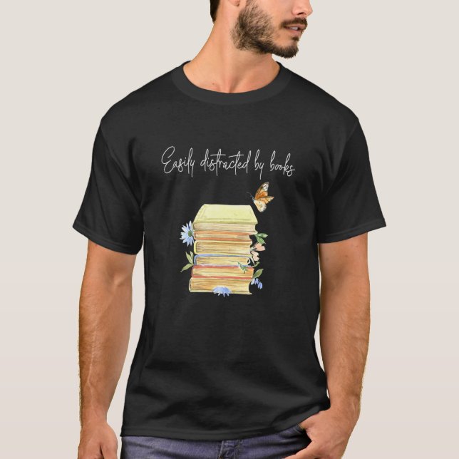 Camiseta Facilmente Distraído Pelo Livro (Frente)