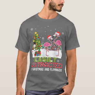 Camiseta Facilmente Distraído Pelo Natal E Flamingo Noel H