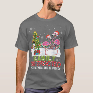 Camiseta Facilmente Distraído Pelo Natal E Flamingo Noel H
