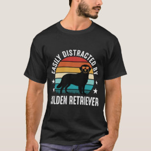 Camiseta Facilmente Distraído pelo Pôr do Sol Retrô do Gold