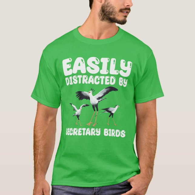 Camiseta Facilmente Distraído Pelo Secretário Birds (Frente)