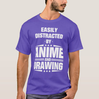 Camiseta Facilmente Distraído Por Anime E Menino Desenhando