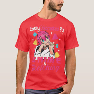 Camiseta Facilmente distraído por Anime e Sketching