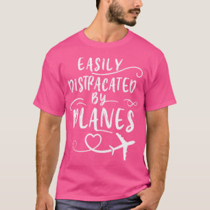 Camiseta Facilmente Distraído Por Aviões