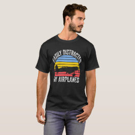 Camiseta Facilmente Distraído Por Aviões Engraçado Aviação