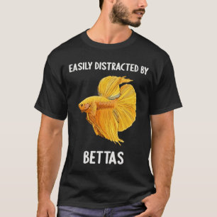 Camiseta Facilmente Distraído Por Bettas - Siameses Amarelo