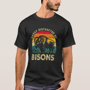 Camiseta Facilmente Distraído Por Bisões, Amor De Bisão Eng