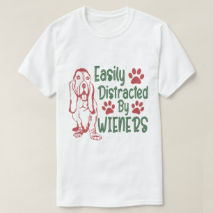 Camiseta Facilmente Distraído Por Cachorros Wiener Engraçad