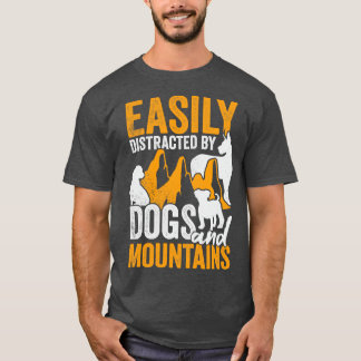 Camiseta Facilmente Distraído Por Cães E Montanhas