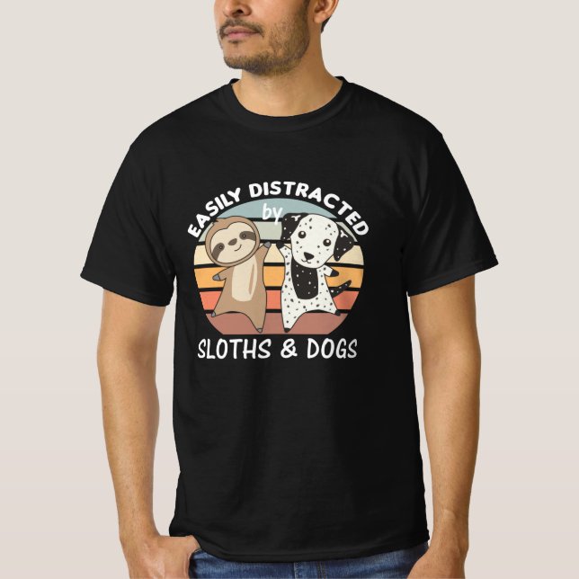 Camiseta Facilmente Distraído Por Calhas E Cães (Frente)