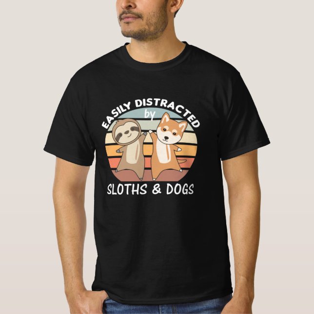 Camiseta Facilmente Distraído Por Calhas E Cães (Frente)