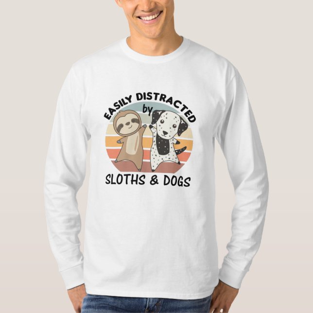 Camiseta Facilmente Distraído Por Calhas E Cães (Frente)