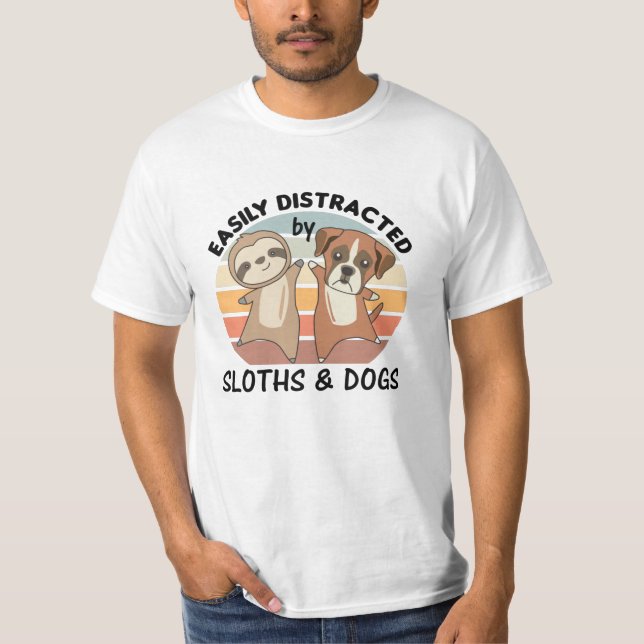 Camiseta Facilmente Distraído Por Calhas E Cães (Frente)
