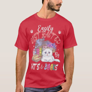 Camiseta Facilmente distraído por Cat BookCat Owner Book Lo