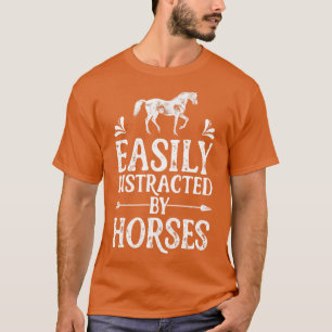 Camiseta Facilmente Distraído Por Cavalos Correntes De Cava