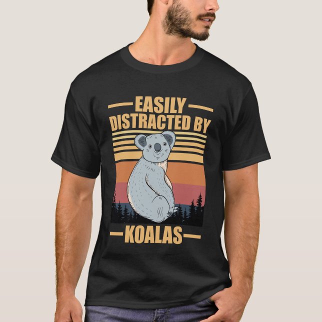 Camiseta facilmente distraído por coalas (Frente)