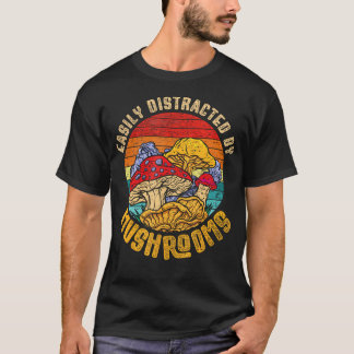 Camiseta Facilmente Distraído Por Cogumelos Coletor de Cogu
