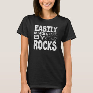 Camiseta Facilmente Distraído Por Coleção Mineral Geológica
