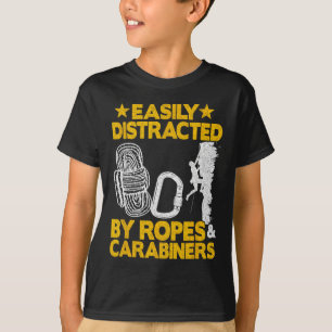 Camiseta Facilmente Distraído Por Cordas E Carabiners Ro Fu