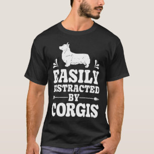Camiseta Facilmente Distraído Por Corgis Corgi Cachorro Hom