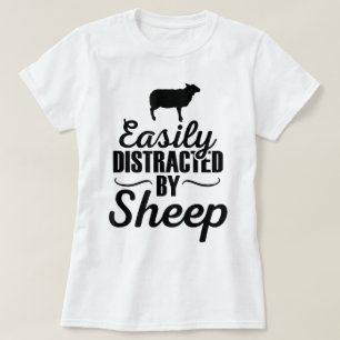 Camiseta Facilmente Distraído por Design Divertido de Ovelh