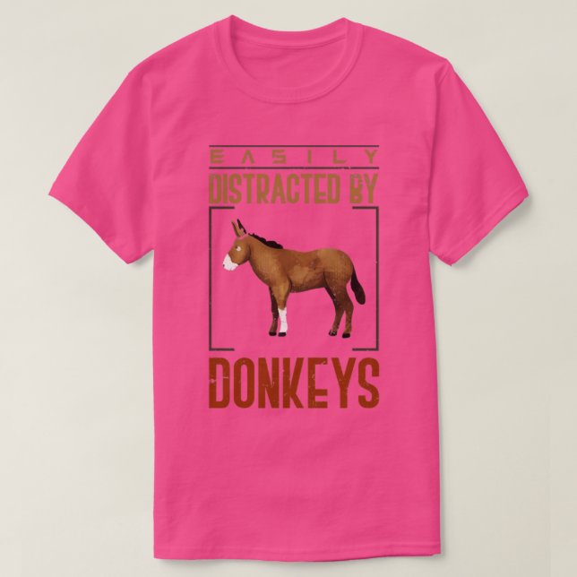 Camiseta Facilmente Distraído Por Donkeys (Frente do Design)