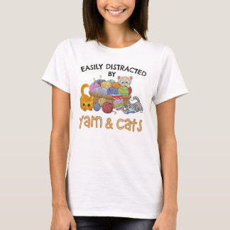 Camiseta Facilmente Distraído Por Fios E Gatos