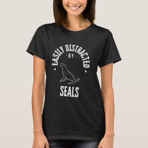 Camiseta Facilmente distraído por focas, foca marinha engra