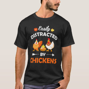 Camiseta Facilmente Distraído Por Galinhas Amante De Galinh