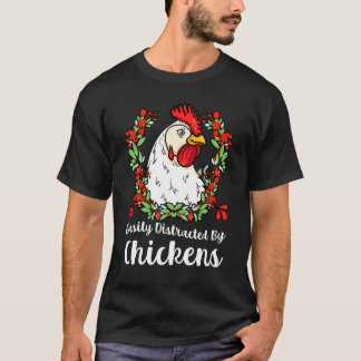 Camiseta Facilmente Distraído Por Galinhas Aves Frango Chic