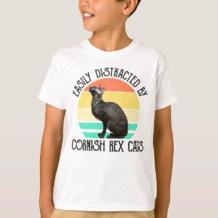 Camiseta Facilmente Distraído Por Gatos Cornish Rex