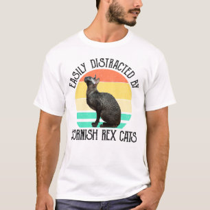 Camiseta Facilmente Distraído Por Gatos Cornish Rex