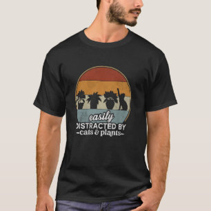 Camiseta Facilmente Distraído Por Gatos E Plantas - Jardine