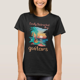 Camiseta Facilmente distraído por Guitarras O Teto Perfeito