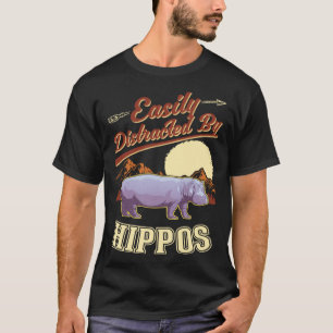 Camiseta Facilmente distraído por Hipopótamos 1
