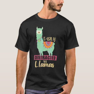 Camiseta Facilmente Distraído Por Lhamas  Animal Fofo   Par
