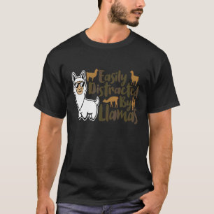 Camiseta Facilmente Distraído Por Lhamas Animal Fofo  Para 