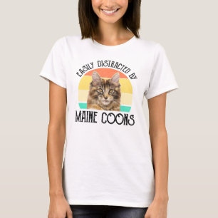 Camiseta Facilmente Distraído Por Maine Coons